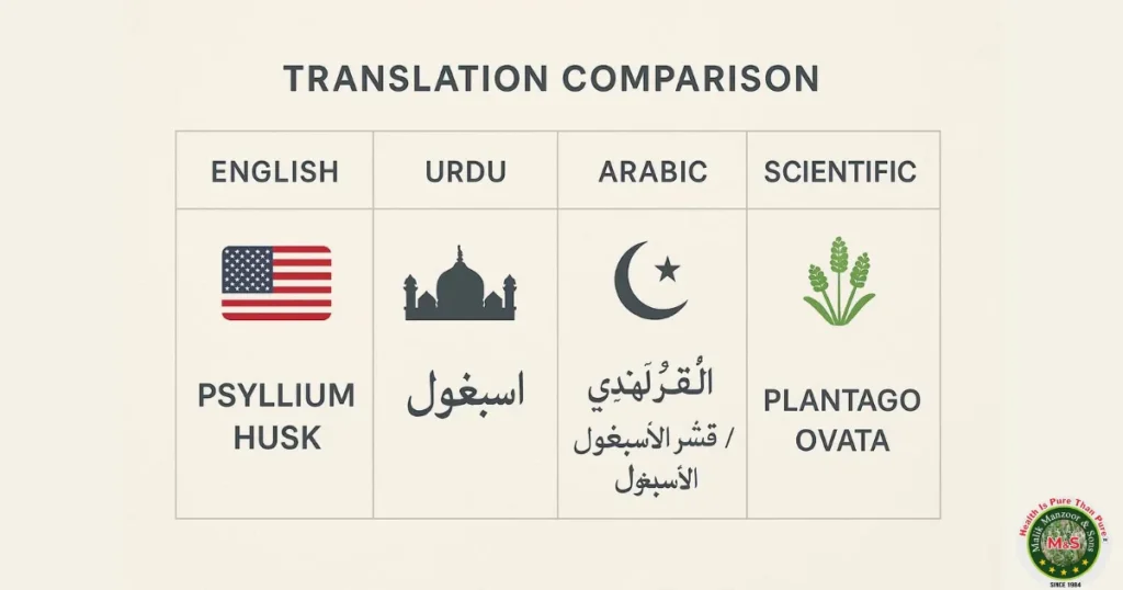 Ispaghol in Arabic: Arabic Translation