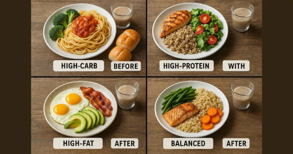 Psyllium Husk after Meal: Meal Composition and Timing Interactions